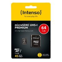 Intenso microSDXC 64 GB Class 10 UHS-I Premium + SD Adapter