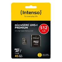 Intenso microSDXC 512 GB Class 10 UHS-I Premium + SD Adapter