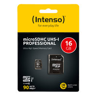 Intenso microSDHC 16 GB Class 10 UHS-I Professional + SD Adapter