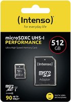 Intenso microSDXC 512 GB Class 10 UHS-I Performance + SD Adapter
